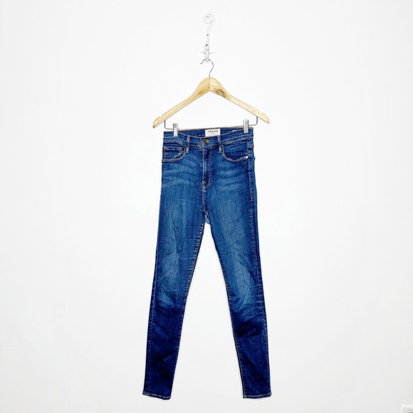 FRAME DENIM ALI HIGH RISE SKINNY Jean Medium blue stretch denim womens 26 - Picture 1 of 8
